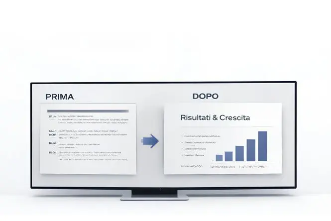 Confronto prima e dopo il redesign di una slide